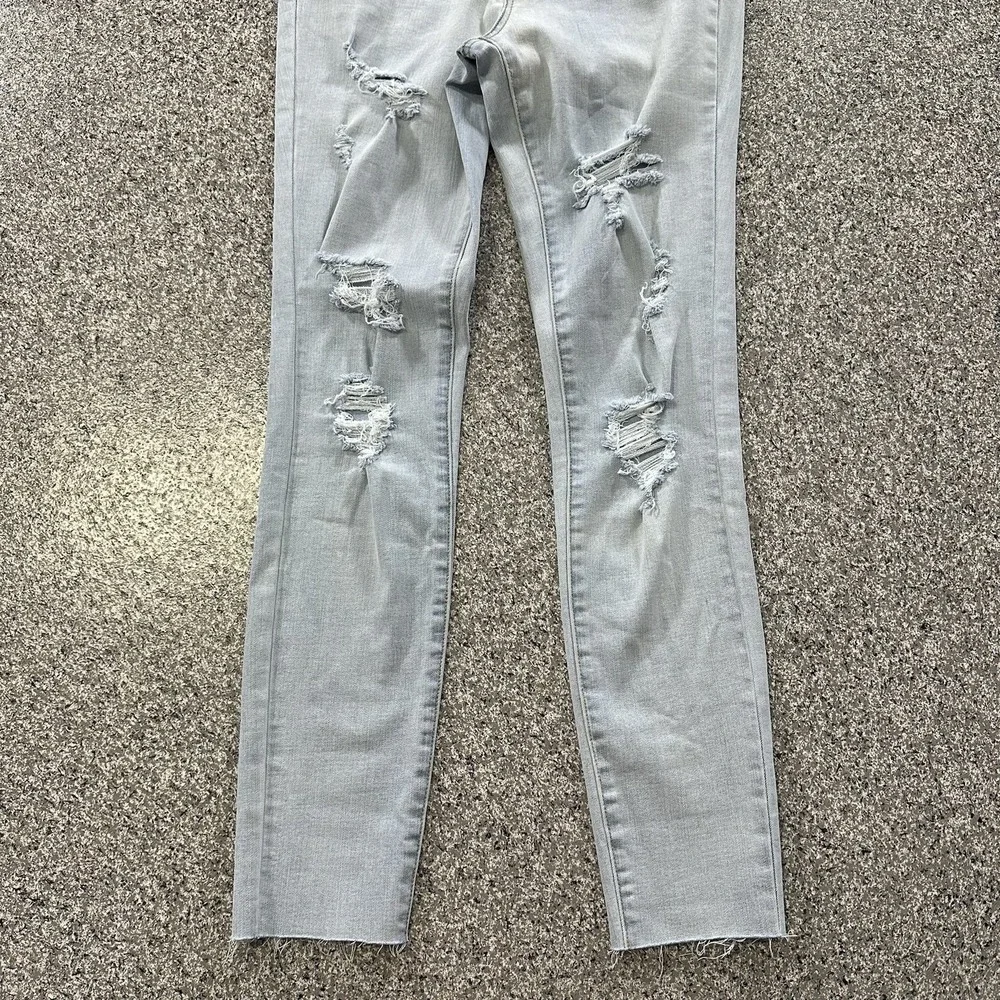 Aeropostale Jeans Womens 4 27x28 Aero Super High Rise Jegging Distressed Raw Hem